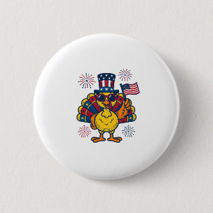 Badge Rond 5 Cm Dinde patriotique drôle Feu d'artifice Chemise vin