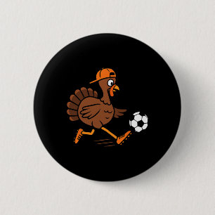 Badge Rond 5 Cm Dindon jouant au football de Thanksgiving Garçon E