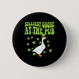 Badge Rond 5 Cm Dindon le plus bête au trèfle du pub de la Saint-P