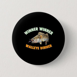 Badge Rond 5 Cm Dîner de doré gagnant gagnant de pêche drôle poiss