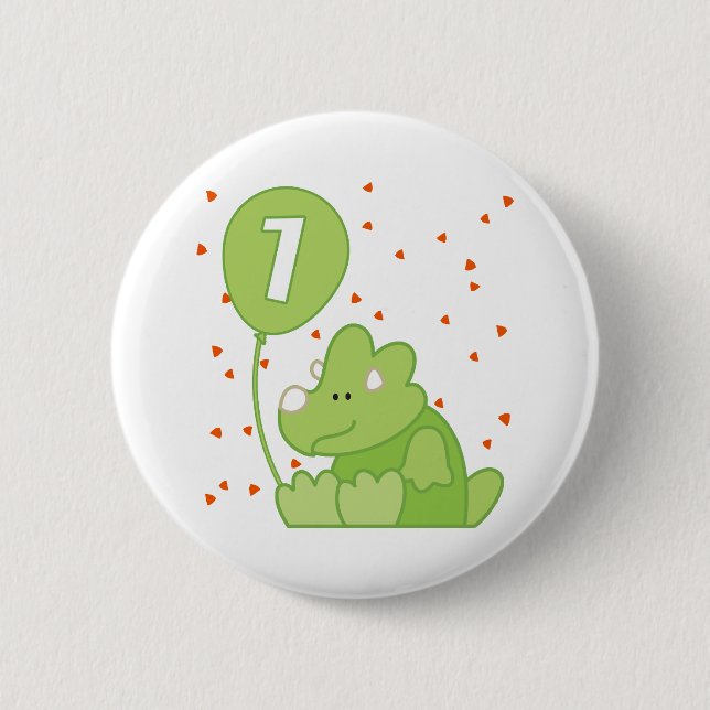 Badge Rond 5 Cm Dino Baby 1er anniversaire (Devant)