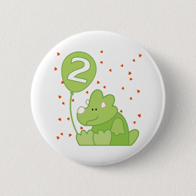Badge Rond 5 Cm Dino Baby 2e anniversaire (Devant)
