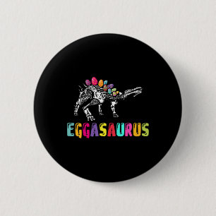 Badge Rond 5 Cm Dino de Pâques - Eggasaurus Stégosaure Œuf Dinosau