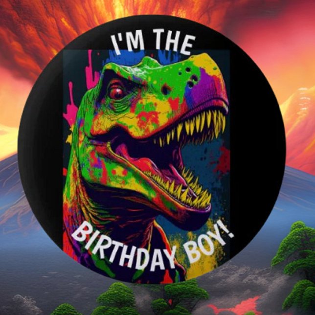 Badge Rond 5 Cm Dino Happy T Rex Anniversaire Garçon (Bring your dream party to life with our selection of quality Dinosaur themed party supplies)