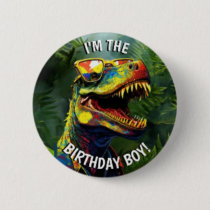 Badge Rond 5 Cm Dino Jurassic Jungle anniversaire de enfant garçon