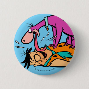 Badge Rond 5 Cm Dino léchant le Flintstone de Fred