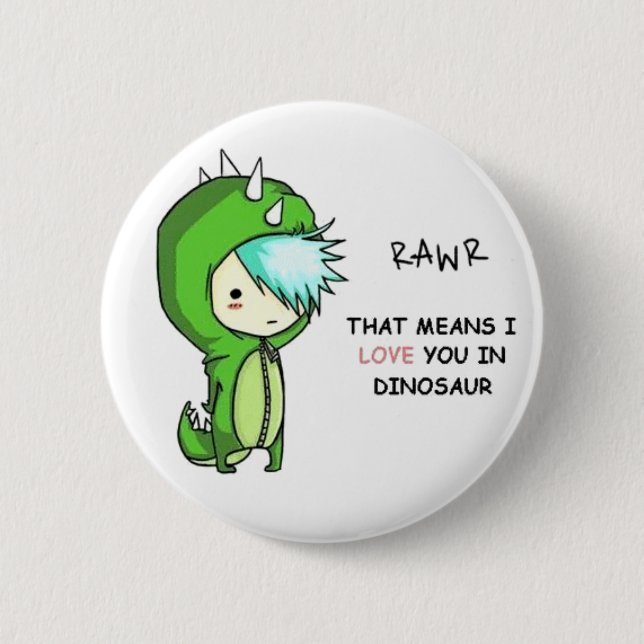 Badge Rond 5 Cm Dino RAwr (Devant)