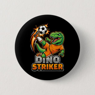Badge Rond 5 Cm Dino Striker T-rex Coup de pied de football Dinosa