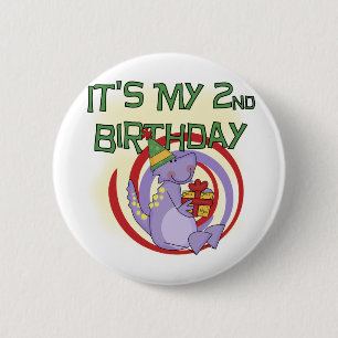 Badge Rond 5 Cm Dinosaur 2ème Anniversaire Tshirts et cadeaux