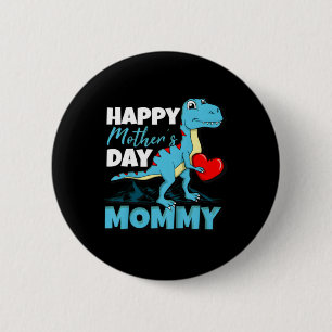 Badge Rond 5 Cm Dinosaur Bonne Fête des Mères Maman T-Rex Cœur