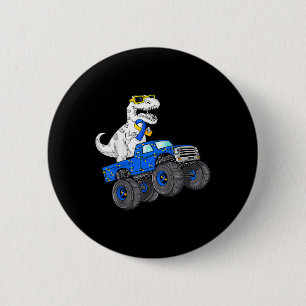 Badge Rond 5 Cm Dinosaur équitation Camion World Down Syndrome Jou