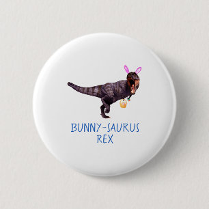 Badge Rond 5 Cm Dinosaur Pâques Lapin T Rex Tyrannosaurus Drôle T
