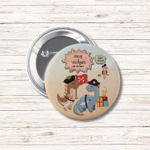 Badge Rond 5 Cm Dinosaur Pirate Twin Boys fête d'anniversaire Pers