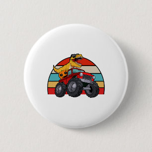 Badge Rond 5 Cm Dinosaur Riding Monster Truck Lazy Halloween Costu
