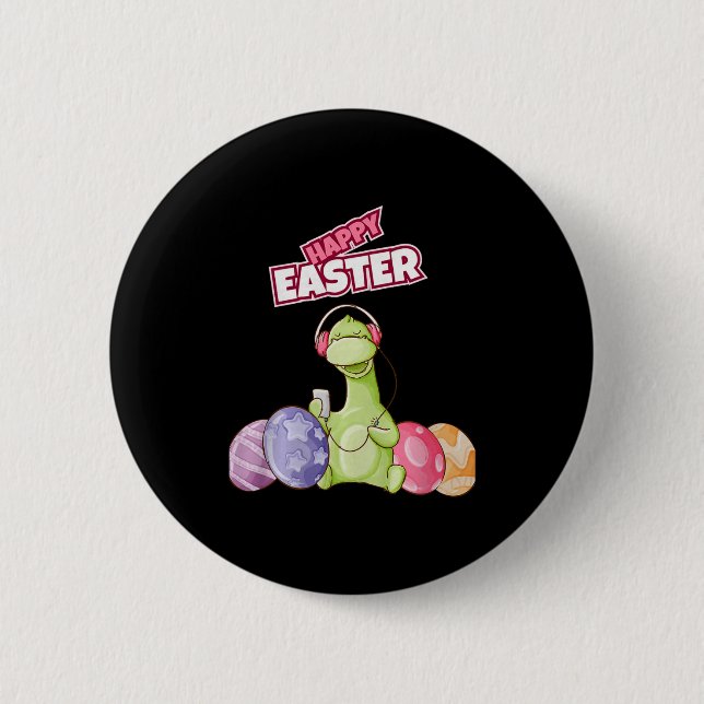 Badge Rond 5 Cm Dinosaur Say Happy Easter Premium Tri-blend  (Devant)