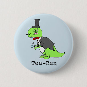 Badge Rond 5 Cm Dinosaur 'Tea-rex'