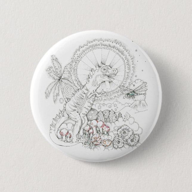 Badge Rond 5 Cm Dinosaure (Devant)
