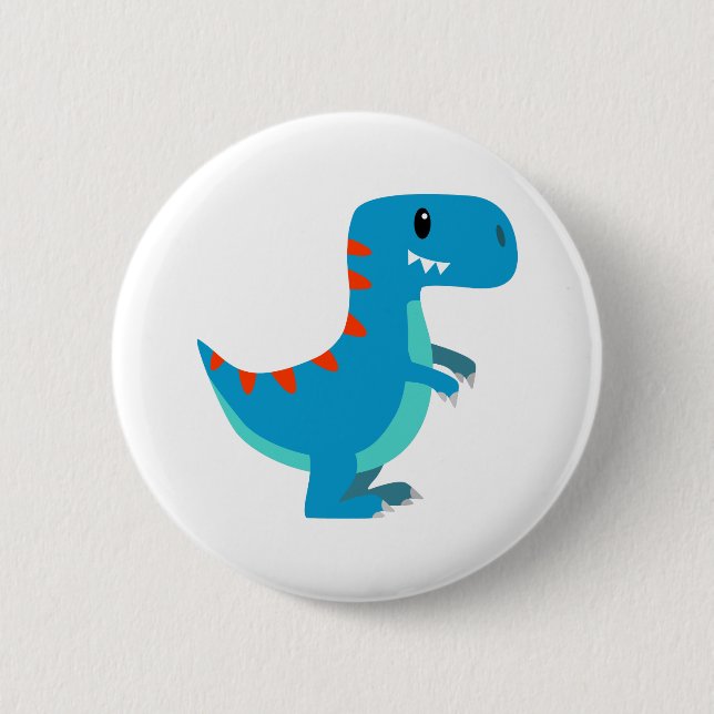 Badge Rond 5 Cm Dinosaure bleu de T-Rex (Devant)
