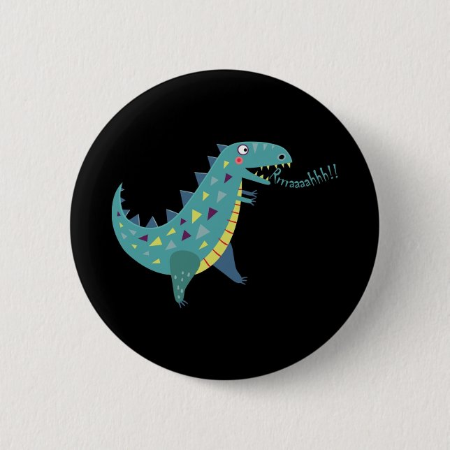 Badge Rond 5 Cm Dinosaure bleu T Rex Ba (Devant)
