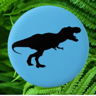 Badge Rond 5 Cm Dinosaure Coloré Bleu