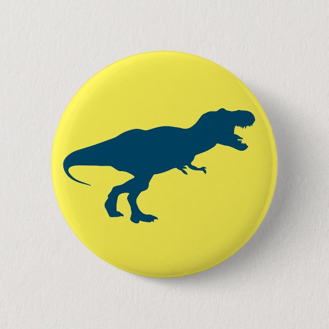 Badge Rond 5 Cm Dinosaure Coloré Jaune (Devant)