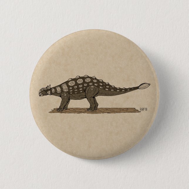 Badge Rond 5 Cm Dinosaure crétacé Ankylosaurus (Devant)