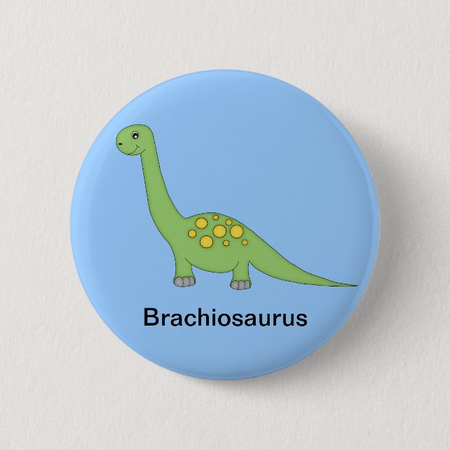 Badge Rond 5 Cm Dinosaure de Brachiosaurus (Devant)