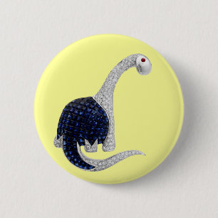 Badge Rond 5 Cm Dinosaure de diamant et d'émeraude