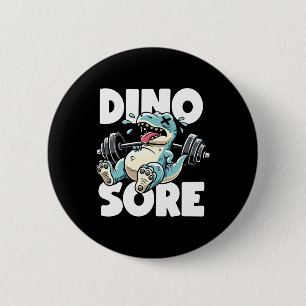 Badge Rond 5 Cm Dinosaure de gym drôle de levage de poids de gym D