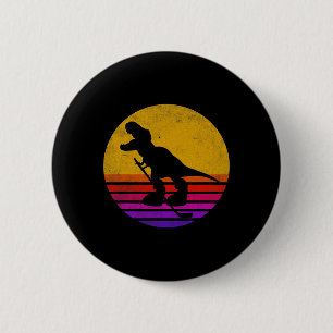 Badge Rond 5 Cm Dinosaure de hockey sur glace rétro vintage Dinosa