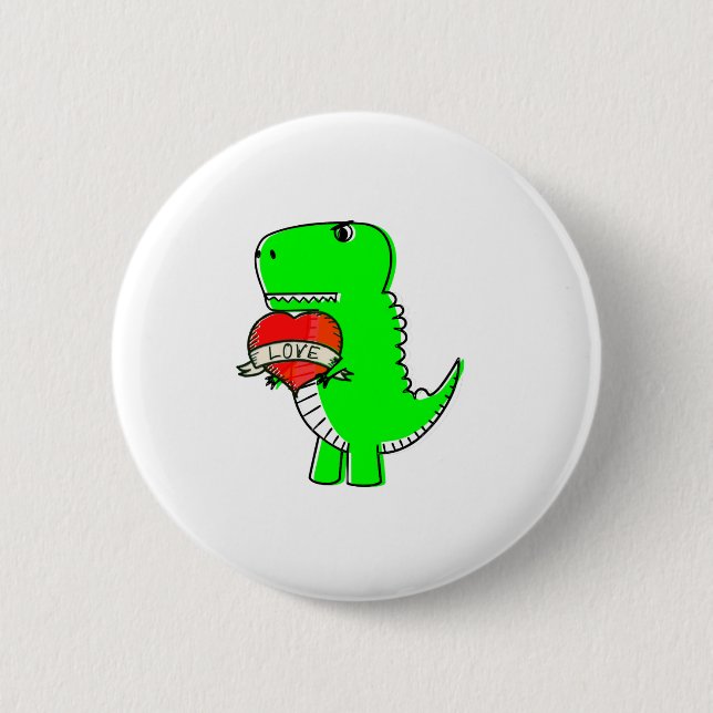 Badge Rond 5 Cm Dinosaure de la Journée des Véntines (Devant)