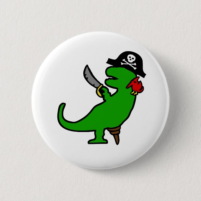 Badge Rond 5 Cm Dinosaure de pirate (Devant)