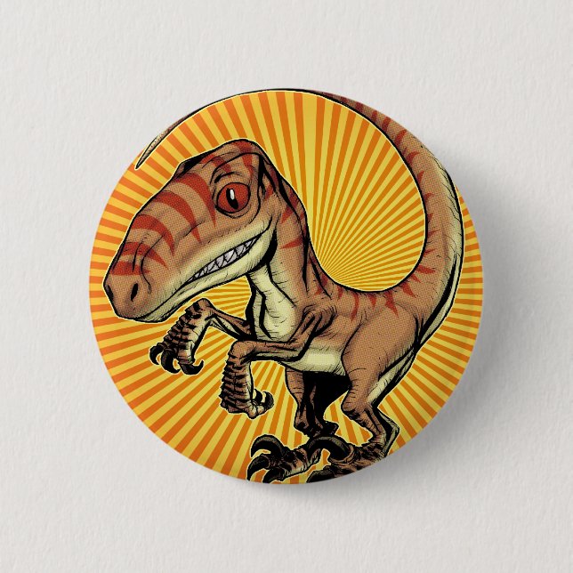 Badge Rond 5 Cm Dinosaure de Raptor de Velociraptor par Marco D (Devant)
