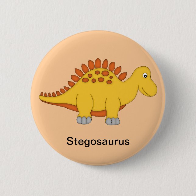 Badge Rond 5 Cm Dinosaure de Stegosaurus (Devant)