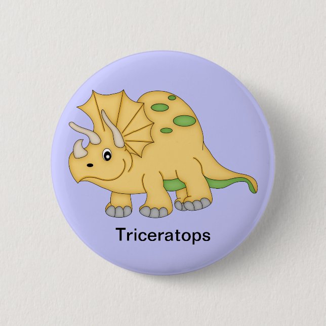Badge Rond 5 Cm Dinosaure de Triceratops (Devant)