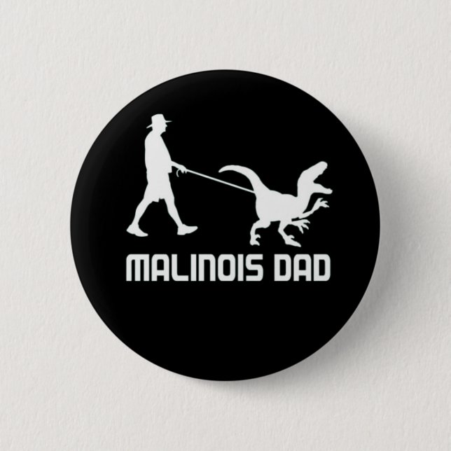 Badge Rond 5 Cm Dinosaure Dinosaur Dons Malinois Belge Donnant À H (Devant)