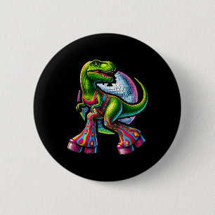 Badge Rond 5 Cm Dinosaure drôle dansant 