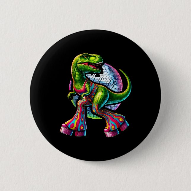 Badge Rond 5 Cm Dinosaure drôle dansant  (Devant)