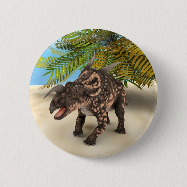 Badge Rond 5 Cm Dinosaure Einiosaurus (Devant)