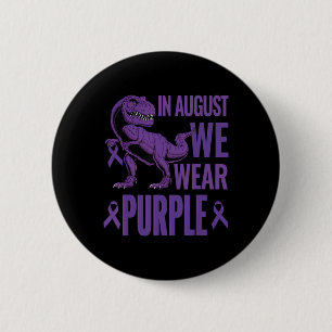 Badge Rond 5 Cm Dinosaure En août nous portons pourpre Rainbow Ove