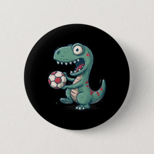 Badge Rond 5 Cm Dinosaure Excité De Football Pour Juric Et Amateur