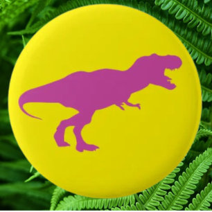 Badge Rond 5 Cm Dinosaure jaune coloré