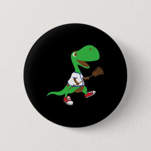 Badge Rond 5 Cm Dinosaure jouant au lacrosse Gif cool équipe sport
