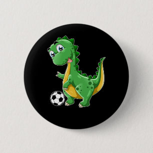 Badge Rond 5 Cm Dinosaure jouant Soccer Dino Sports