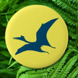Badge Rond 5 Cm Dinosaure jurassique Jaune