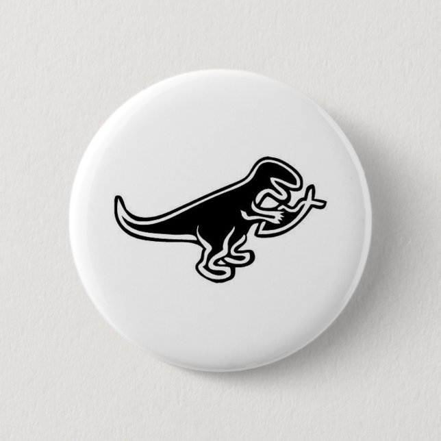 Badge Rond 5 Cm Dinosaure mangeant des poissons de Jésus (Devant)