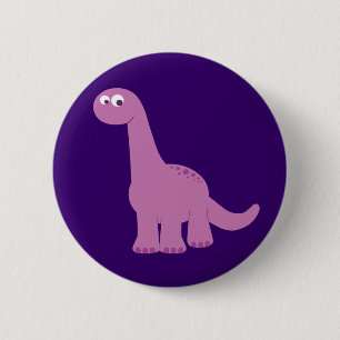 Badge Rond 5 Cm Dinosaure pourpre de brontosaure