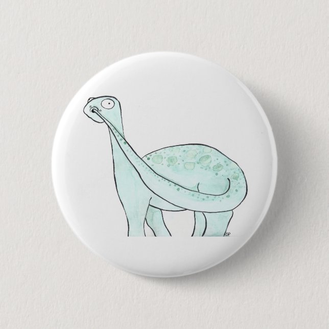 Badge Rond 5 Cm Dinosaure sélectionnant son nez (Devant)