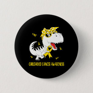 Badge Rond 5 Cm Dinosaure Sensibilisation au cancer chez l'enfant