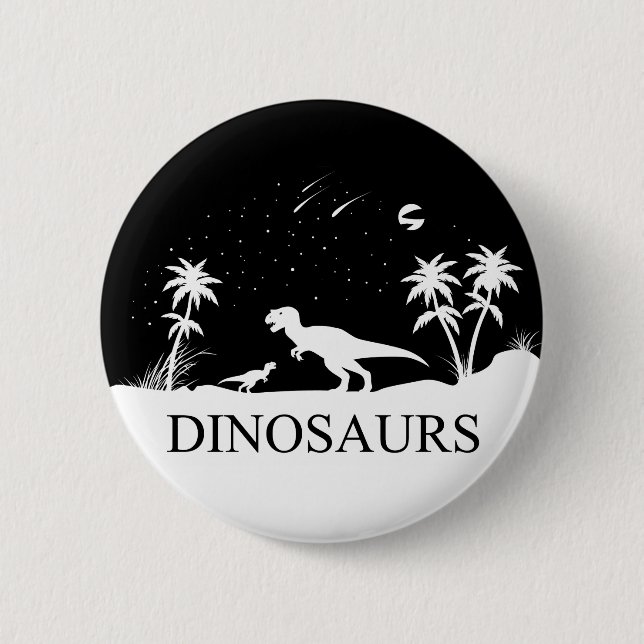 Badge Rond 5 Cm Dinosaure Sous Les Étoiles (Devant)
